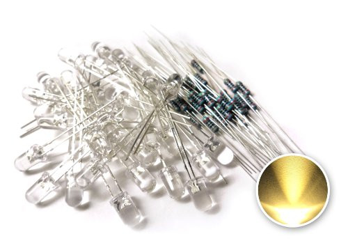 microtivity IL152 5mm Clear Warm White LED w/Resistors -Pack of 30-
