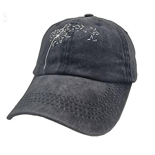 Waldeal Women's Music Floral Flowers Baseball Caps Summer Adjustable Denim Dad Hat Black