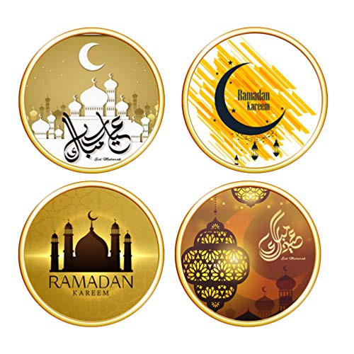 PRETYZOOM 4Pcs Eid Mubarak Wall Stickers Ramadan Wall Decals Islamic Muslim Window Clings for Eid Mubarak Party Favors