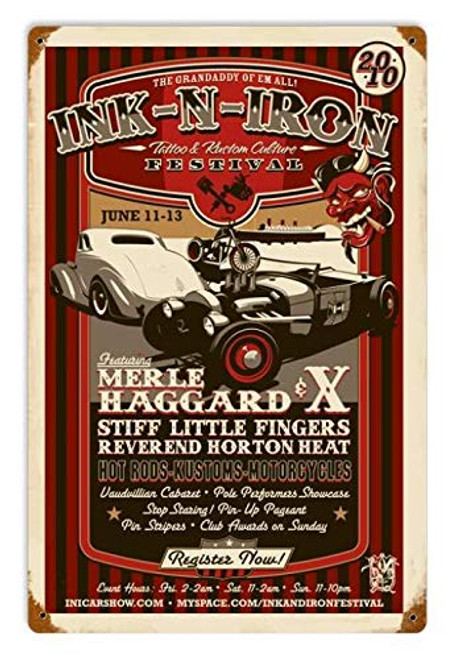 Maizeco Vintage Merle Haggard Garage Home Bar Poster Pub Shop Man Cave 8 x 12 Inch Wall Decor Metal Tin Signs