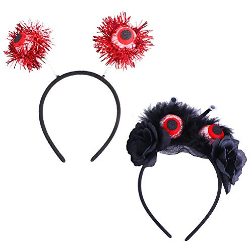 Beaupretty 2pcs Halloween Headband Eyeball Headband Halloween Eyeball Boppers Rose Flower Hair Hoop Head Bopper Headpiece Cosplay Costume Accessories -Black, Red- Beaupretty 2pcs Halloween Headband Eyeball Headband Halloween Eyeball Boppers Rose Flower Hair Hoop Head Bopper Headpiece Cosplay Costume Accessories -Black, Red-