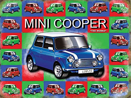 Wallors Mini Cooper - Blue - Mini Background Unique Plaques Poster for Man Cave Cafe Garage Pub Tin Sign 8 x 12 Vintage Signs Metal Wall Decor Wallors Mini Cooper - Blue - Mini Background Unique Plaques Poster for Man Cave Cafe Garage Pub Tin Sign 8 x 12 Vintage Signs Metal Wall Decor