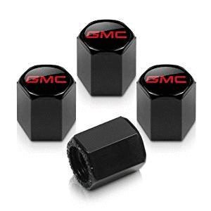 4pcs Red Logo Black Tire Stem Valve Caps Auto Car Accessories Continental Designed GMC