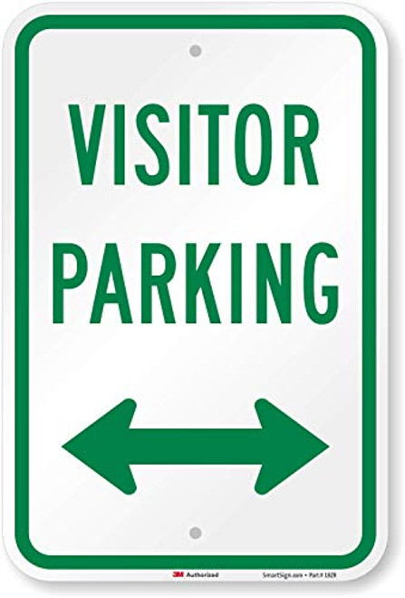 SmartSign "Visitor Parking" Sign With Bidirectional Arrow - 12" x 18" 3M Engineer Grade Reflective Aluminum