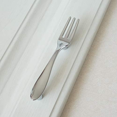 LBFEEL 3.0" Spoon Fork Knife Drawer Pull Handle Cupboard Pulls Silver Door Handles Kitchen Cabinet Knob Hardware 76mm -Fork-