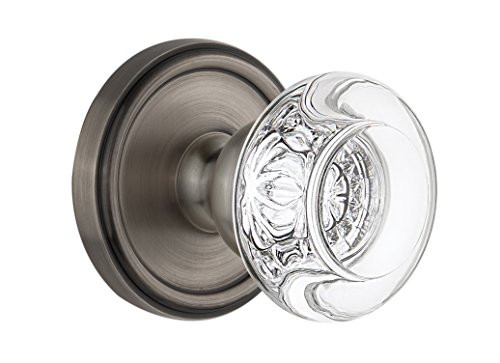 Grandeur Georgetown Rosette with Bordeaux Crystal Knob, Single Dummy, Antique Pewter