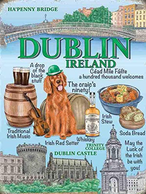 Wallors Tin Sign 8 x 12 Inches Metal Signs Vintage Dublin Wall Decor Funny Plaques Poster for Cafe Indoor Home Wallors Tin Sign 8 x 12 Inches Metal Signs Vintage Dublin Wall Decor Funny Plaques Poster for Cafe Indoor Home