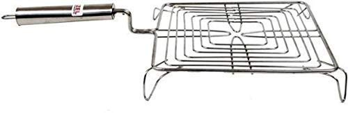 Nexxa Stainless Steel Square Roti Grill Papad Grill Roti Jali Chapathi Grill with Pipe Handle Dia-9"
