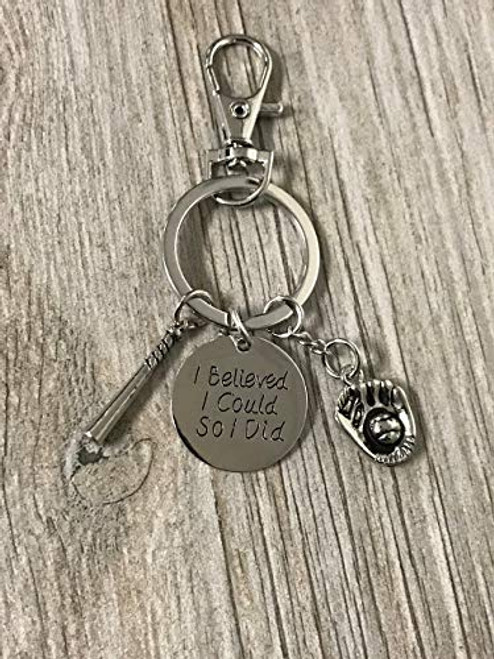Baseball Keychain, Softball I Believed I Could So I Did Bat  and  Ball Charm Keychain, Baseball  and  Softball Jewelry and Baseball gifts Baseball Keychain, Softball I Believed I Could So I Did Bat  and  Ball Charm Keychain, Baseball  and  Softball Jewelry and Baseball gifts
