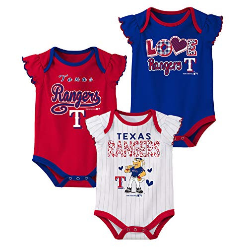 Outerstuff MLB Infants 3pk Onesie Set, Texas Rangers 18 Months