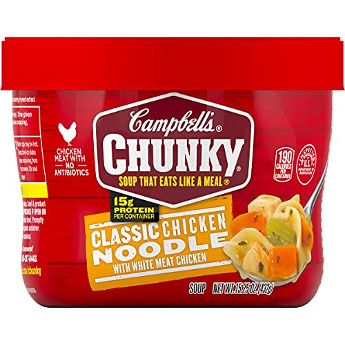 Campbell's Chunky Soup, Classic Chicken Noodle, 15.25 Ounce -Pack of 8- -Packaging May Vary- Campbell's Chunky Soup, Classic Chicken Noodle, 15.25 Ounce -Pack of 8- -Packaging May Vary-