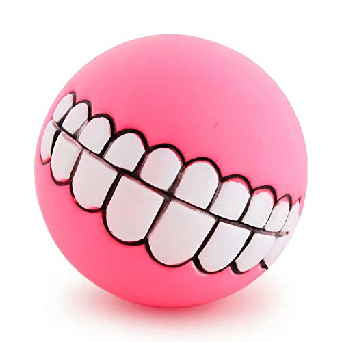 RICISUNG Puppy Cat Interactive Ball Teeth Toy Dogs Play Fetching Toys PVC Chew Sound Funny Cute Pets Dog Rose