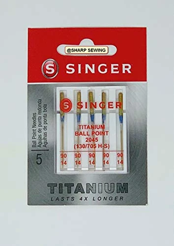 Singer 2045 -130/705H-S- Titanium Universal Ball Point Sewing Machine Needles - Size 90/14