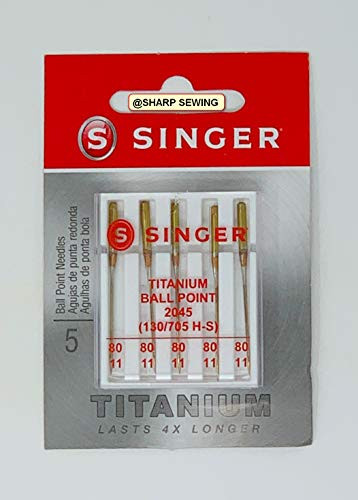 Singer 2045 -130/705H-S- Titanium Universal Ball Point Sewing Machine Needles - Size 80/11