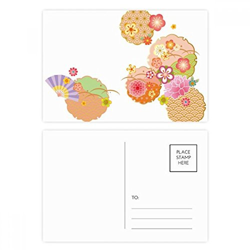 Folding Fan Sakura Pattern Geometry Postcard Set Birthday Mailing Thanks Greeting Card
