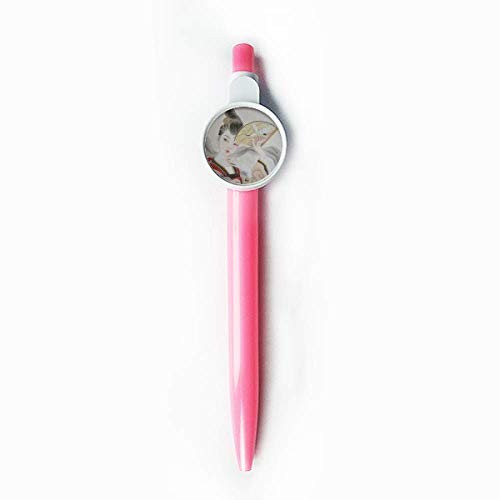 Beauty Folding Fan Chinese Painting Rollerball Tip Blue Retractable Pen Write Stationery