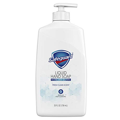 Safeguard Liquid Hand Soap, Micellar Deep Cleansing, Fresh Clean Scent - Washes Away Bacteria - 25 Ounce Bottle -Pack of 2-