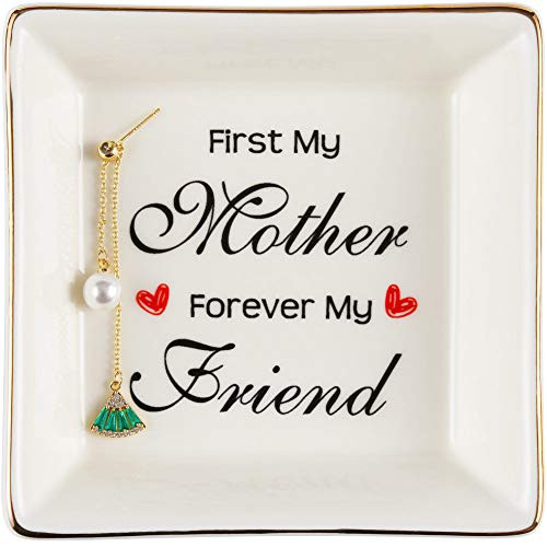 Best Gifts for Mom, Mom Gifts for Mothers Day from Daughters Son - Birthday Gifts Mom Gifts for Christmas Valentines Day, Jewelry Tray, Ceramic Ring Dish Trinket Holder, First Mother Forever Friend