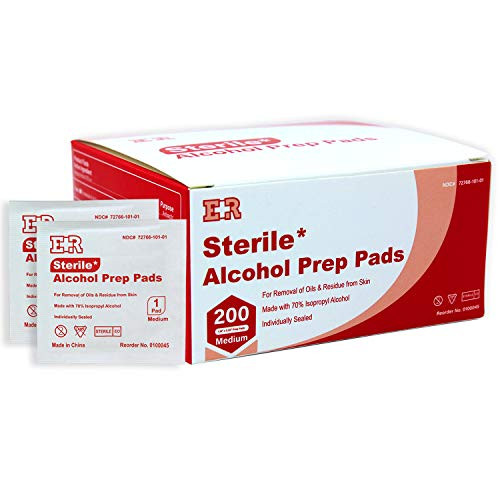 Ever Ready First Aid Alcohol Prep Pads, Medium 2-Ply Alcohol Wipes, individually wrapped Swabs, Saturated With 70 percent Isopropyl Alcohol - 200 Count Ever Ready First Aid Alcohol Prep Pads, Medium 2-Ply Alcohol Wipes, individually wrapped Swabs, Saturated With 70 percent Isopropyl Alcohol - 200 Count