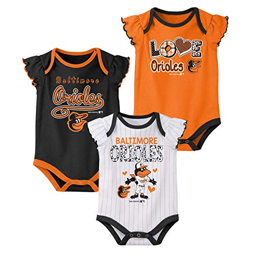 Outerstuff MLB Infants 3pk Onesie Set, Baltimore Orioles 12 Months