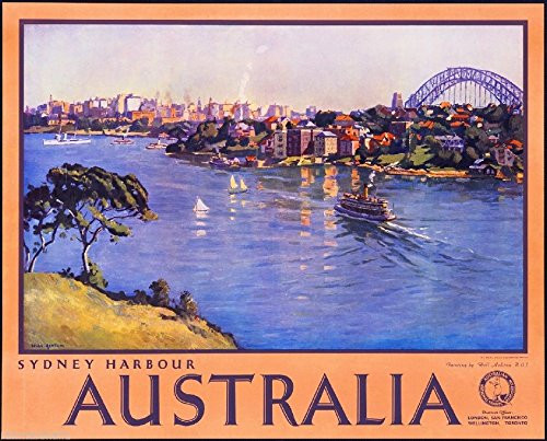 MAGNET Sydney Harbour Australia Vintage Travel Advertisement Art Magnet
