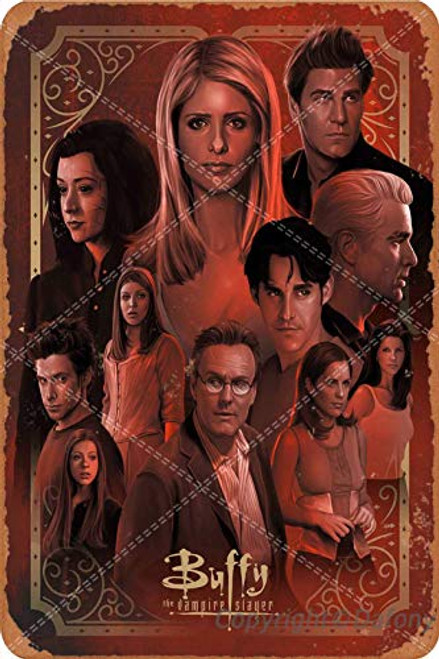 Vintage Tin Sign - Buffy The Vampire Slayer Art Poster - Retro Metal Signs Poster Iron Painting Plaque Wall Decor for Bar Cafe Home Garage 8x12 Inch