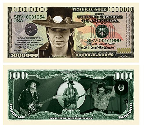 American Art Classics Pack of 5 - Stevie Ray Vaughan Million Dollar Bill - Best Gift for Fans of SRV