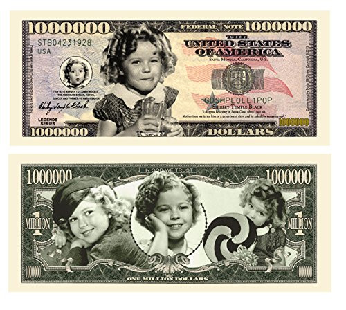 American Art Classics Shirley Temple Million Dollar Bill - Pack of 5 - Best Gift Or Keepsake for Shirley Temple Fans American Art Classics Shirley Temple Million Dollar Bill - Pack of 5 - Best Gift Or Keepsake for Shirley Temple Fans