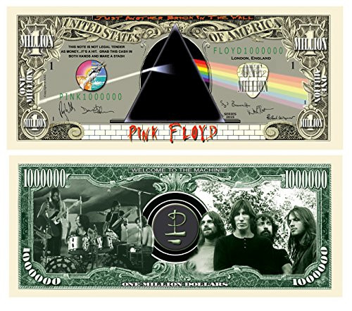 American Art Classics Pack of 5 - Pink Floyd Million Dollar Collectible Bill - Limited Edition Collectible Novelty Million Dollar Bill - Great Gift for Floyd Fans Fantasy Notes