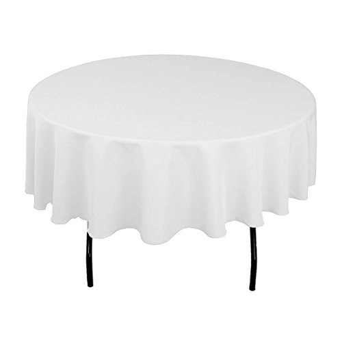 Zdada Polyester Tablecloth Table Cover White 70Inch Round Polyester Table Cloth for Wedding Restaurant Party Banquet Decor