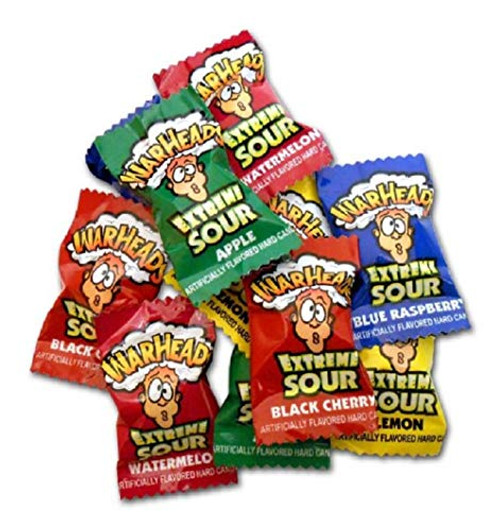 Warheads Extreme Sour Hard Candy - Assorted - Individually Wrapped, 1 Lb-Approx 115 Pcs