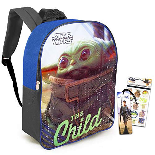 Star Wars Mandalorian The Child School Supplies Set Baby Yoda Activity Bundle - Large 16" Baby Yoda Backpack with Stickers and Bookmark -Mandalorian Luggage-