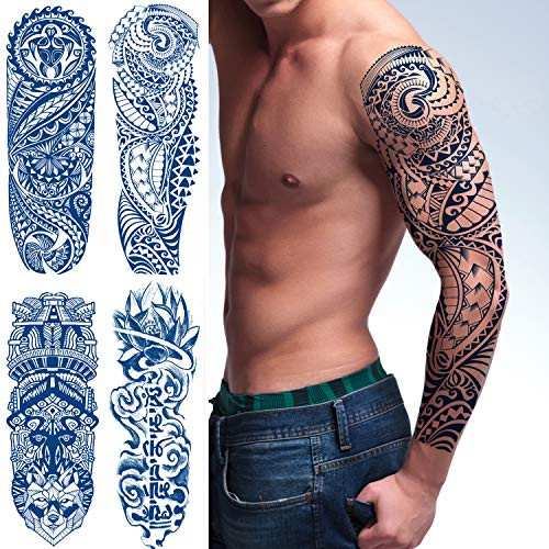 Kotbs 4 Sheets Juice Ink Full Arm Temporary Tattoos Sleeve, Semi Permanent Tattoos Stickers Lasts 1-2 Weeks, Waterproof Realistic Look that Fades Naturally Plant-Based Ink Kotbs 4 Sheets Juice Ink Full Arm Temporary Tattoos Sleeve, Semi Permanent Tattoos Stickers Lasts 1-2 Weeks, Waterproof Realistic Look that Fades Naturally Plant-Based Ink