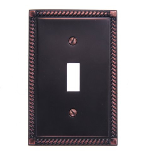 Amerelle 54TVB Georgian Single Toggle Cast Metal Wallplate in Aged Bronze