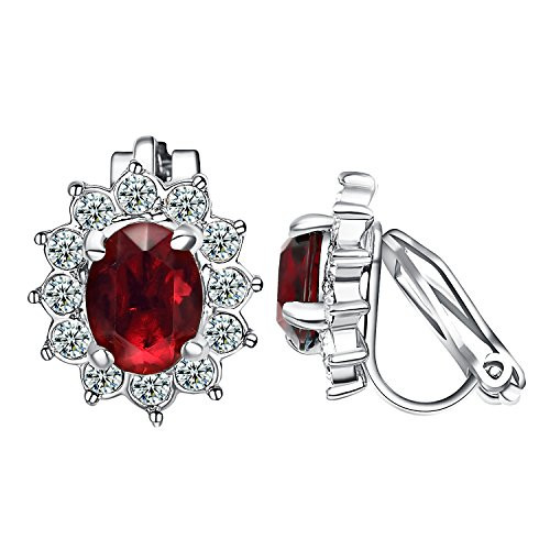 Yoursfs Clip Earrings For Women Flower Shape Fashion Crystal Non Pierced Earrings -Red Clip Earrings- Yoursfs Clip Earrings For Women Flower Shape Fashion Crystal Non Pierced Earrings -Red Clip Earrings-