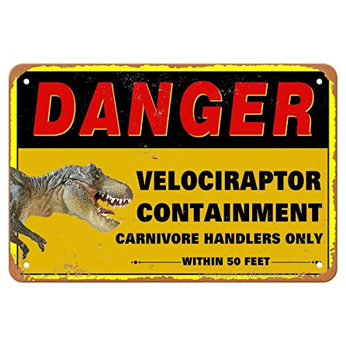 Metal Tin Signs - Danger Velociraptor Containment - Plague Poster for Cafe Home Farm Supermarket Bar Pub Garage Hotel Diner Mall Garden Door Wall Decor Art Metal Tin Signs - Danger Velociraptor Containment - Plague Poster for Cafe Home Farm Supermarket Bar Pub Garage Hotel Diner Mall Garden Door Wall Decor Art