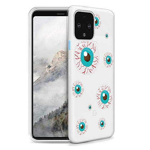 HELLO GIFTIFY Phone Case Compatible with Google Pixel 4 XL -6.3 inch 2019- Clear Soft TPU Gel Protective Rubber Cover, Halloween Eyeball Designed