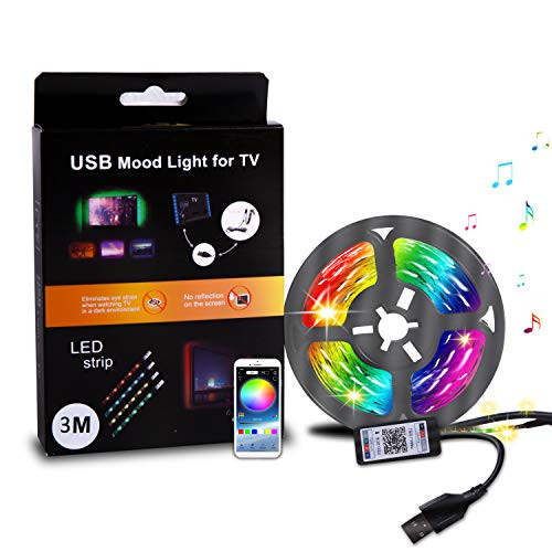 PJJKR Smart Led Strip Lights 10Ft RGB Color Changing Bluetooth Led Light Strip with App Control Music Sync for Bedroom Home Kitchen Party TV Bar