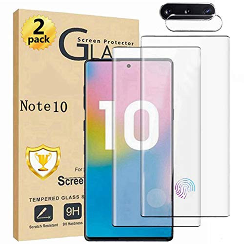 Galaxy Note 10 Screen Protector and Camera Lens Screen Protector -2 plus1 Pack- Compatible Fingerprint, 3D Curved, Easy Installation, Bubble Free, HD Clear, 9H Tempered Glass for Samsung Galaxy Note 10