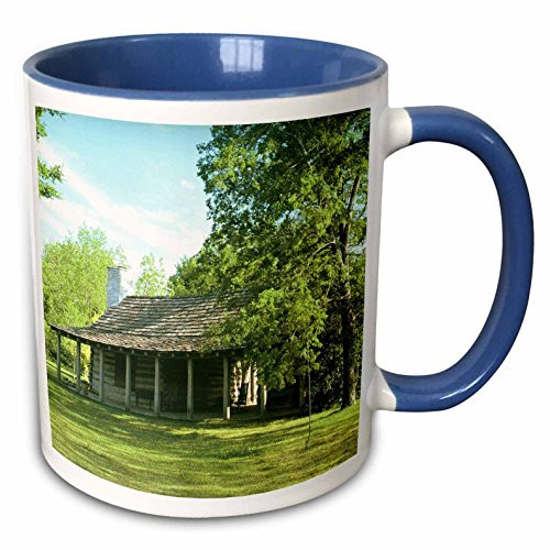 3dRose mug_38947_6"Old West log Cabin" Two Tone Blue Mug, 11 oz, Multicolor