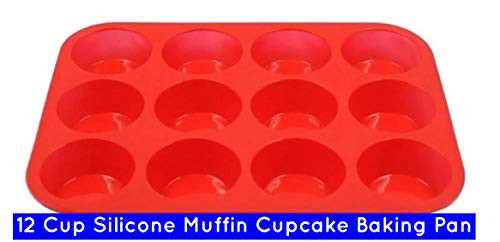 The Bakers Pantry 12 Cup Silicone Muffin Cupcake Baking Pan Large Cupcake Pan(1, cupcake pan 12-Compartment) The Bakers Pantry 12 Cup Silicone Muffin Cupcake Baking Pan Large Cupcake Pan(1, cupcake pan 12-Compartment)