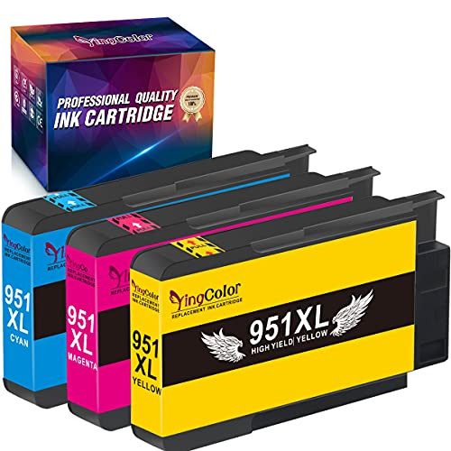 Compatible 951XL Ink Cartridge Replacement for HP 951XL, HP 951 Color Used with Officejet Pro 8610 8600 8620 8630 8640 8660 8100 8615 8625 251dw 271dw 276dw Printer -1C 1M 1Y-