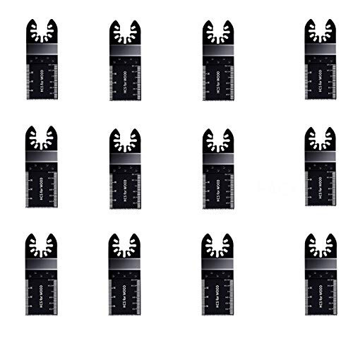 Hanida 12pcs Wood Oscillating Multitool Quick Release Saw Blades Compatible with Fein Multimaster Porter Cable Black  and  Bosch Decker Dremel Craftsman Ridgid Ryobi Makita Milwaukee Dewalt Rockwell