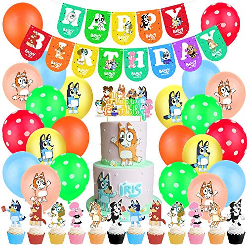 Bluey Birthday Party Supplies,Bluey Themed Birthday Party Decorations,Include Bluey Happy Birthday Banner,Balloons?Cake Toppers Happy Birthday Decorations For Girl Bluey Fans Birthday Party Bluey Birthday Party Supplies,Bluey Themed Birthday Party Decorations,Include Bluey Happy Birthday Banner,Balloons?Cake Toppers Happy Birthday Decorations For Girl Bluey Fans Birthday Party