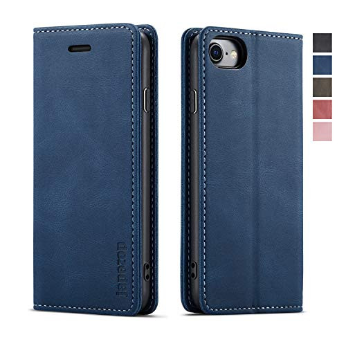 Case for iPhone 8/iPhone 7/iPhone SE 2020 4.7"?-Premium Leather- -Soft TPU- -RFID Blocking--Card Slots- -Magnetic Kickstand- Flip Wallet Case for iPhone 7 / iPhone 8 / iPhone SE -2nd- 4.7 inch-Blue-