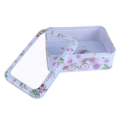 PRETYZOOM Metal Easter Cookie Box Candy Tin Jar Floral Pattern Candy Storage Containers Tinplate Easter Biscuits Tin Can for Easter Party Favors White