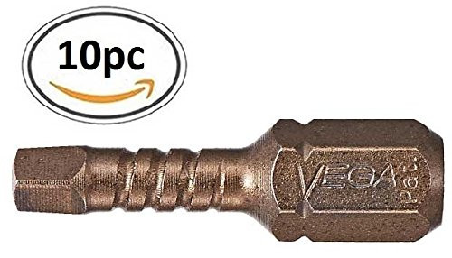 VEGA #2 Square Impact Driver Bits. Impactech Professional Grade Impact Ready #2 Square SQ2 1" Bits. P125R2A-10