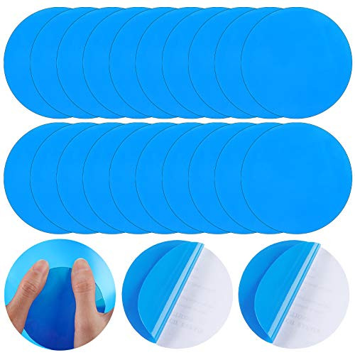 Round Self-Adhesive PVC Repair Patches, Vinyl Pool Liner Patch Boat Repair Vinyl Rubbers for Inflatable Boat Raft Kayak Canoe -Blue,20 Pieces-