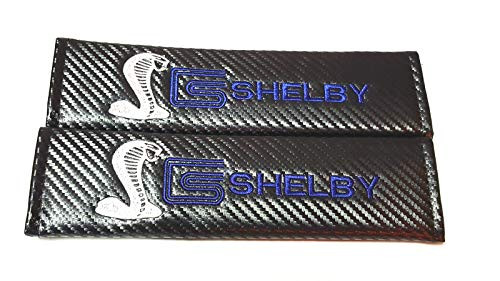 Vestian 2X Carbon Fiber Sport Racing Seat Belt Cover Shoulder Pad Cushion with Shelby for Mustang Racing