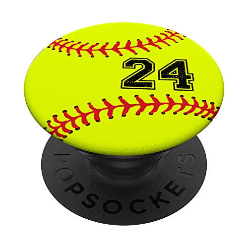 Softball No -24 Jersey Number 24 Ball Catcher and Pitcher Gift PopSockets PopGrip- Swappable Grip for Phones and Tablets Softball No -24 Jersey Number 24 Ball Catcher and Pitcher Gift PopSockets PopGrip- Swappable Grip for Phones and Tablets